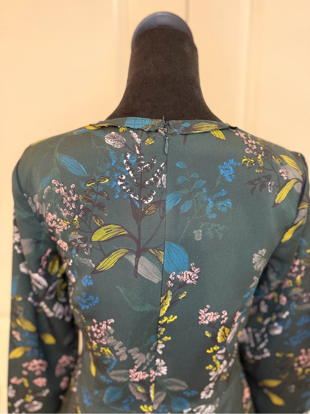 Banana Republic Teal Floral Ruffle-Hem Mini Dress Size 2 - Picture 6 of 13